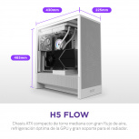Gabinete NZXT H5 FLOW, Midi-Tower, ATX/EATX/Micro-ATX/Mini-ITX, USB 3.0, sin Fuente, 2 Ventiladores Instalados, Blanco image