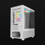 Gabinete Ocelot Gaming Glass EW7, Mini-Tower, Micro-ATX/Mini-ITX, USB 2.0/3.0, sin Fuente, 3 Ventiladores Instalados, Blanco image