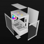 Gabinete Ocelot Gaming Glass EW7, Mini-Tower, Micro-ATX/Mini-ITX, USB 2.0/3.0, sin Fuente, 3 Ventiladores Instalados, Blanco image