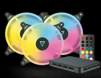 Ventilador Ocelot Gaming OFKIT-2 ARGB, 120mm, 1200RPM, Negro, 3 Piezas - incluye Controlador