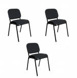 Offiho Silla Eco Visita, Respaldo acolchado, Negro, 3 Piezas