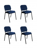Offiho Silla ECOVISITA-MARINO, Respaldo acolchado, Azul, 4 Piezas