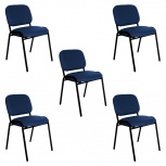 Offiho Silla ECOVISITA, Respaldo acolchado, Azul, 5 Piezas