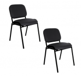Offiho Silla Eco Visita, Respaldo acolchado, Gris, 2 Piezas