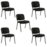 Offiho Silla ECOVISITA, Respaldo Acolchado, Negro, 5 Piezas