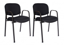 Offiho Silla ISO, Respaldo acolchado, Negro, 2 Piezas