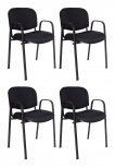 Offiho Silla ISO, Respaldo acolchado, Negro, 4 Piezas