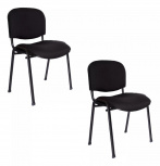 Offiho Silla ISO, Respaldo acolchado, Negro, 2 Piezas