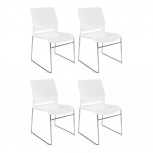Offiho Silla Delta, Respaldo Duro, Blanco, 4 Piezas