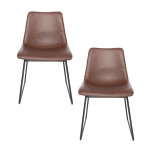 Offiho Silla STANZA, Respaldo tipo Piel, Café, 2 Piezas