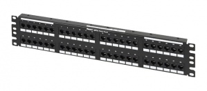 Panel Panel de Parcheo Integrado Cat5e, 48 Puertos RJ-45, 2U, Negro