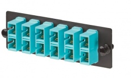 Panduit Panel de 6 Adaptadores de Fibra Óptica SC 10Gig, Multimodo, Negro/Azul
