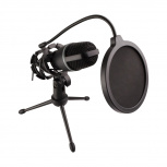 Perfect Choice Micrófono con Filtro Noise Barrier, Alámbrico, 3.5mm, Negro