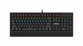 Teclado Gamer Philips G400 RGB, Teclado Mecánico, Switch Cian, Alámbrico, Negro (Inglés)