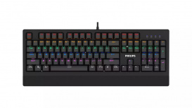 Teclado Gamer Philips G400 RGB, Teclado Mecánico, Switch Cian, Alámbrico, Negro (Inglés)