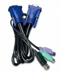 Planet Cable KVM-KC1-5, VGA/USB Macho - VGA/PS2 Hembra, 5 Metros, Negro