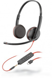 Poly Audífonos con Micrófono Binaural Blackwire C3225, Alámbrico, USB/3.5mm, Negro