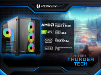 Computadora Gamer Powerbit Thunder Tech, AMD Ryzen 5 5500, NVIDIA GeForce RTX 4060, 32GB, 1TB SSD, Windows 11 Prueba image