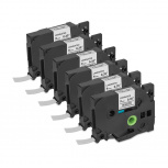 Qian Cinta QZE-221 Negro sobre Blanco, Transferencia Térmica, 9 mm x 8 Metros, 6 Piezas