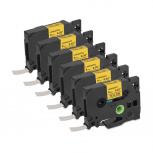 Qian Cinta QZe-621 Negro sobre Amarillo, Térmica Directa, 9 mm x 8 Metros, 6 Piezas