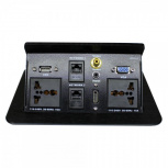 Redleaf Caja de Conectividad para Escritorio PT417, 2 Contactos, 1X HDMI,1x VGA, 2x RJ-45, 1x USB