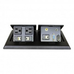 Redleaf Caja de Conectividad para Escritorio PT764B, 2 Contactos, 1X HDMI, 1x VGA, 3x RJ-45, 1x RCA