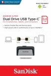 Memoria USB SanDisk Ultra Dual Drive, 64GB, USB-A/USB-C 3.0, Lectura 150MB/s, Negro/Plata image