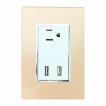 Santul Tomacorriente 4564, 1 Enchufe + 2 USB A, Champán/Blanco