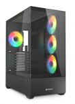 Gabinete Sharkoon C-AK6B, Midi-Tower, ATX/Micro-ATX/Mini-ITX, USB 3.0, sin Fuente, 4 Ventiladores Instalados, Negro