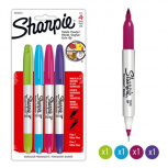 Sharpie Marcador Permanente Doble Punta, Varios Colores, 4 Piezas