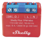 Shelly Módulo Mini Relevador 1PM Plus Mini, WiFi, 8A, Compatible con Alexa/Google/Android/iOs