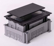 Simon Caja de Suelo SF470/14CY, 4 Módulos, Gris/Negro