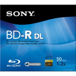 Sony Disco Virgen Grabable de Doble Capa para Blu-Ray, BD-R DL, 4x, 50GB, 1 Disco