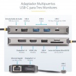 StarTech.com Docking Station 154B-USBC-MULTIPORT USB-C, 1 x USB-C 3.0, 1 x USB-A 3.0, 2 x USB-A 2.0, 1 x HDMI, 2 x DisplayPort, 1 x RJ-45, 1 x 3.5mm, MicroSD/SD - Imagen adicional 6