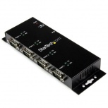 StarTech.com Hub Concentrador Adaptador USB a Serial RS232 DB9, 4 Puertos, Negro