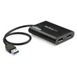 StarTech.com Adaptador USB 3.0 Macho - 2x DisplayPort Hembra, Negro