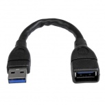StarTech.com Cable USB A 3.0 Macho - USB A 3.0 Hembra, 15cm, Negro