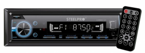 Steel Pro Autoestéreo Carbon 323, MP3/WMA, USB, Negro