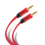 Steren Cable Tipo Cordón Aux 3.5mm Macho - 3.5mm Macho, 1.8 Metros, Negro/Rojo