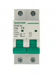 Suntree Protección Térmica 2 Polos, 63A, 400V, para Aplicación Fotovoltaica