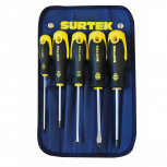 Surtek Juego de Desarmadores D200C, 5 Piezas, Negro/Amarillo