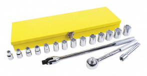Surtek Juego de Dados con Matraca F09S, 1/2", Cromado, 17 Piezas