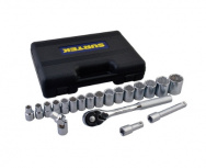 Surtek Juego de Dados de Impacto con Matraca F5800B, 20 Piezas, Cromado 