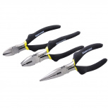 Surtek Juego de Pinzas de Electricista P01, 3 Piezas, Negro