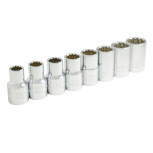 Surtek Juego de Dados S01M, 1/2", 8 Piezas, Plata
