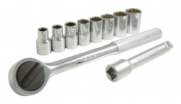 Surtek Juego de Dados con Matraca A01S, 1/2", Acero, 10 Piezas