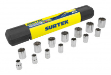 Surtek Juego de Dados F5800A, 1/2", Acero, 14 Piezas