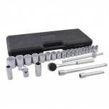 Surtek Juego de Dados y Accesorios con Matraca F5800C, 1/2", Cromado, 25 Piezas