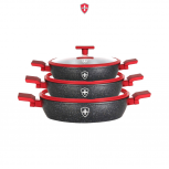 Swiss Silver Juego de Sartenes SSBAT6CM, 3 Piezas, Antiadherente, Aluminio, Negro