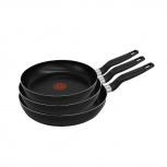 T-Fal Juego de Sartenes Vital, 24/26/30cm, Antiadherente, Aluminio, 3 Piezas, Negro